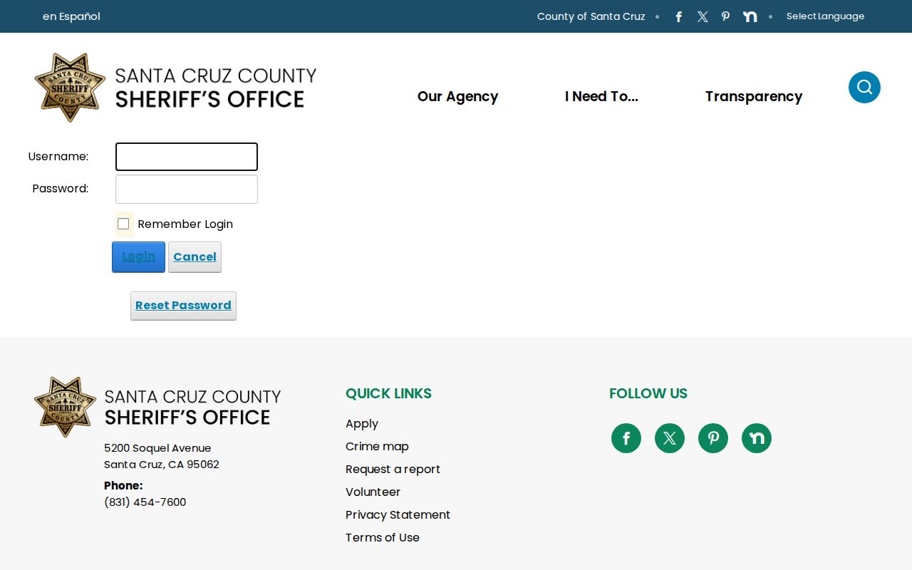 Official Santa Cruz County Sheriff Arrest Logs route