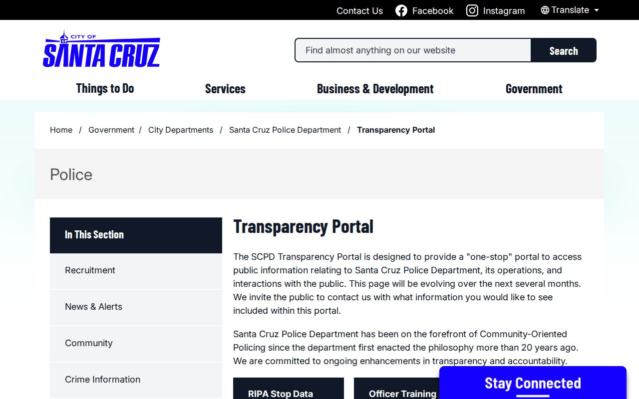 Santa Cruz Police transparency and records portal