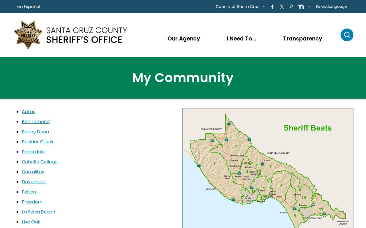 Santa Cruz County Sheriff general app and community alert page