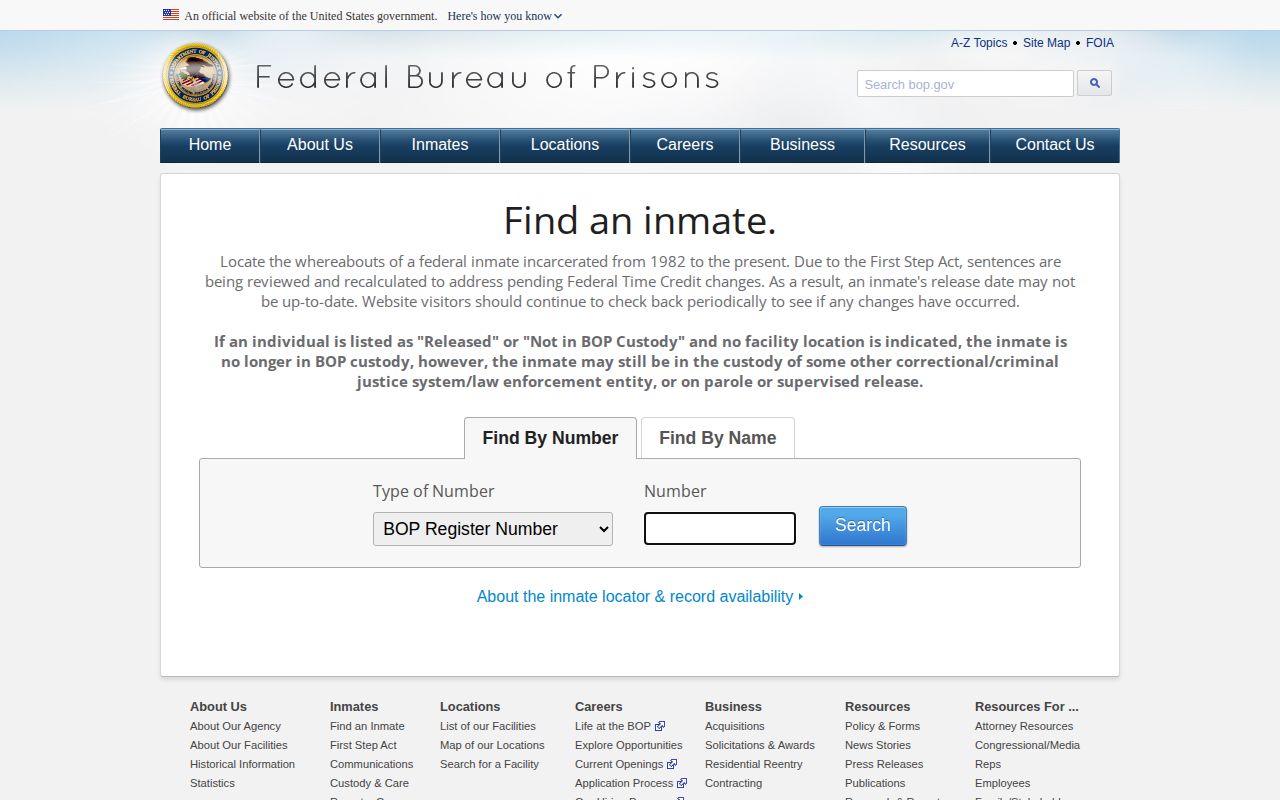 Federal custody locator separate from Santa Cruz County VINELink